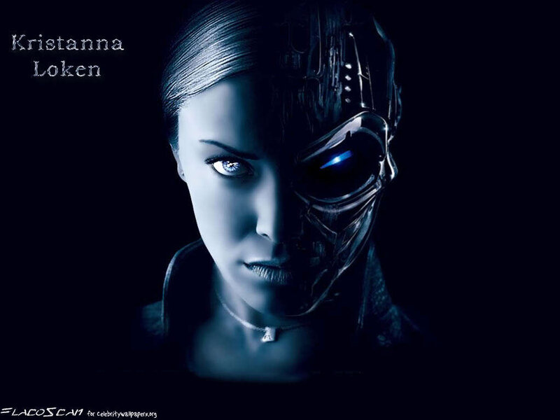 Woman with Cybernetic Face — Blue