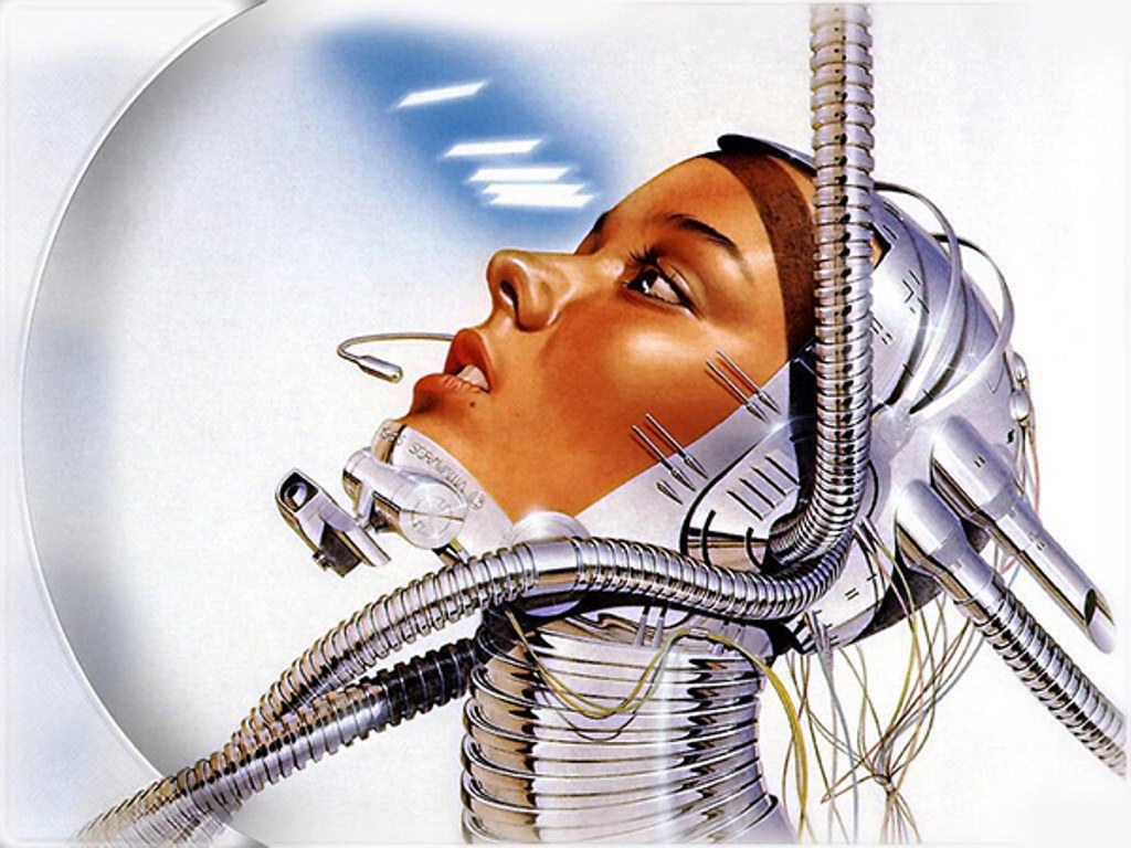 woman with cybernetic implants