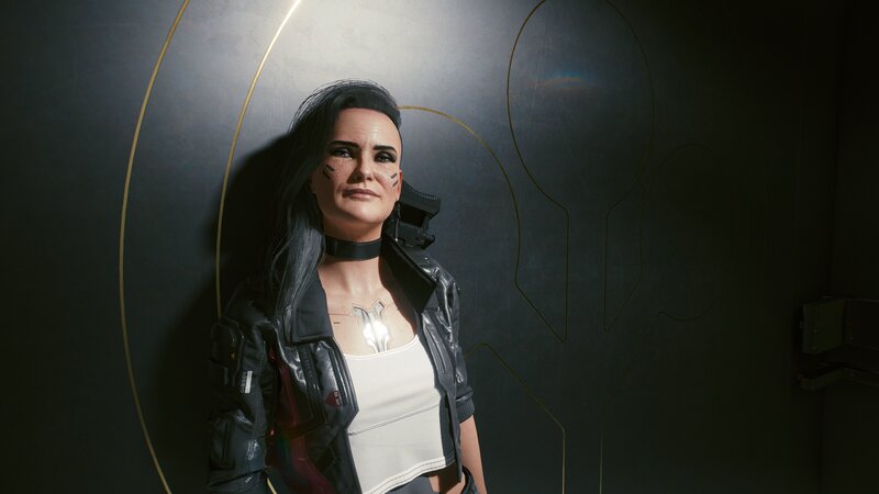 Woman with Cybernetic Implants — Black, Dramatic, 3d Render, Black Leather Jacket