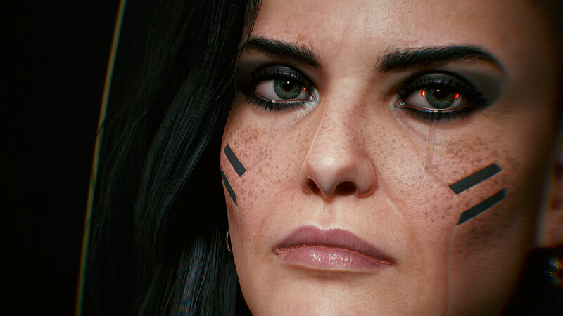 Woman with Cybernetic Implants — Black, Dramatic, 3d Render