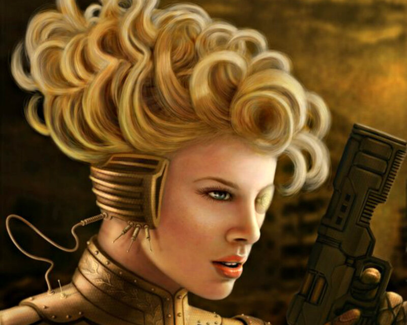 Woman with Cybernetic Implants — Gold