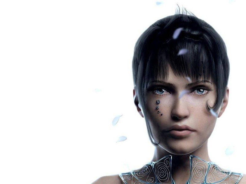 Woman with Cybernetic Implants — White