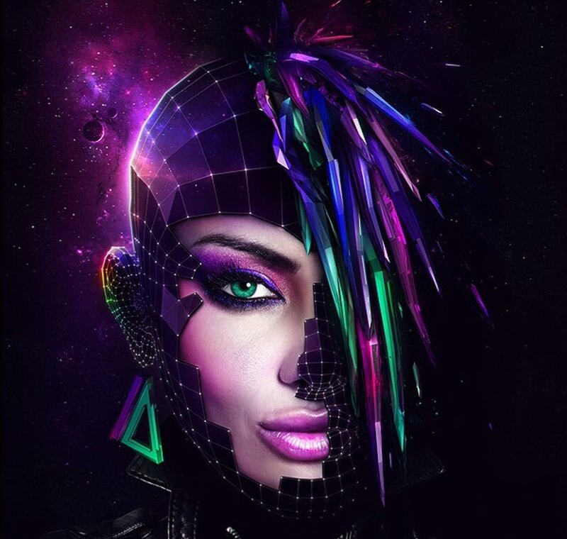 Woman with Cyberpunk Face