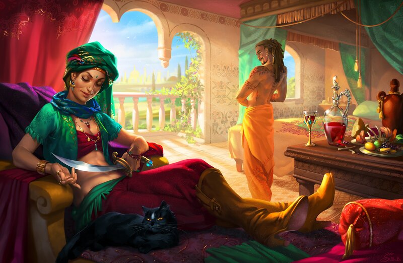 Woman with Dagger and Cat
