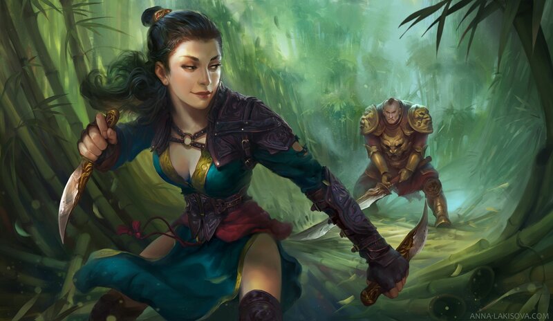 Woman with Daggers in Jungle