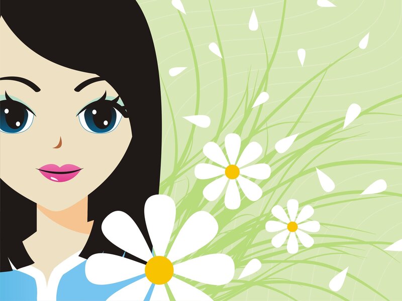 woman with daisies illustration