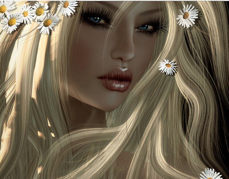 Woman with Daisies in Hair — Blonde