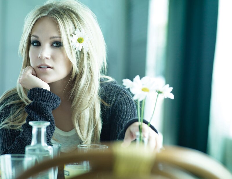 Woman with Daisy in Hair — Blue, Contemplative, Afternoon