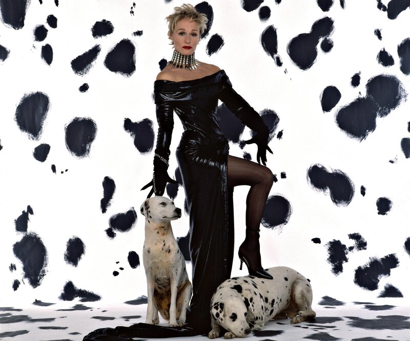 Woman with Dalmatian Dogs — Black
