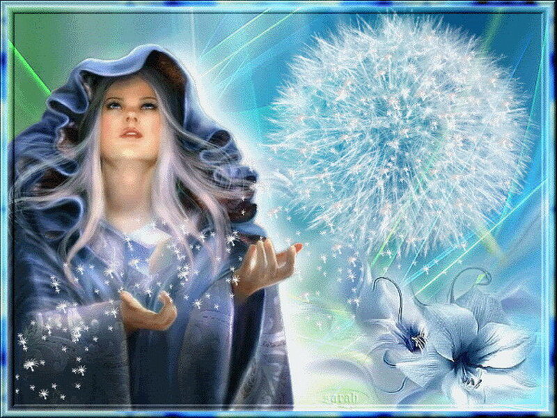 woman with dandelion and magic