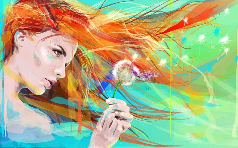 Woman with Dandelion — Orange