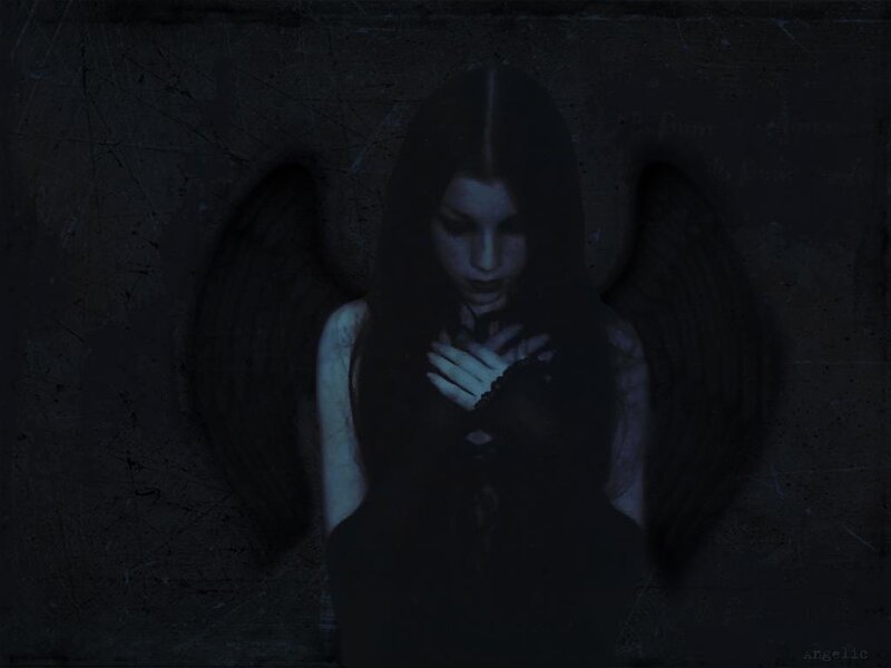 woman with dark angel wings
