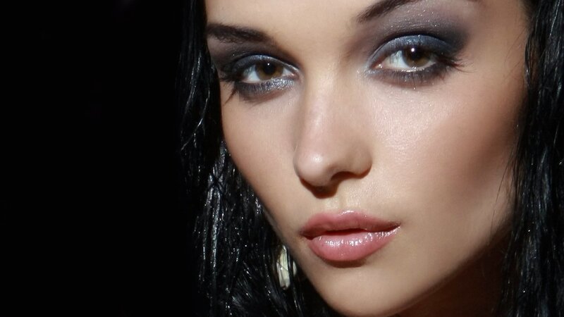 Woman with Dark Eye Makeup — Black, Dramatic, Photograph