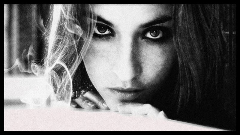 Woman with Dark Eyes — Black, Dramatic, Photograph
