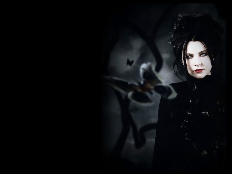 woman with dark hair and butterflies