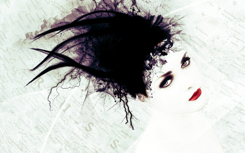 woman with dark hair and red lips