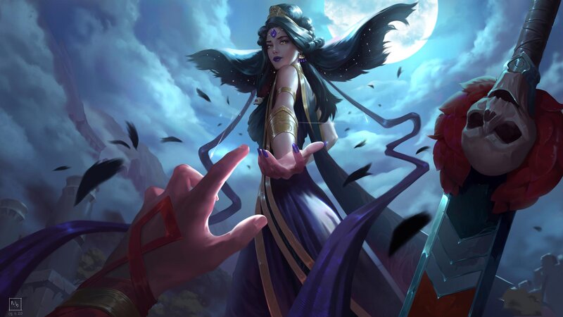 Woman with Dark Hair and Wings — Purple