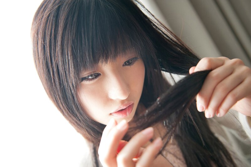 Woman with Dark Hair — Black, Calm, Photograph, Hand, White