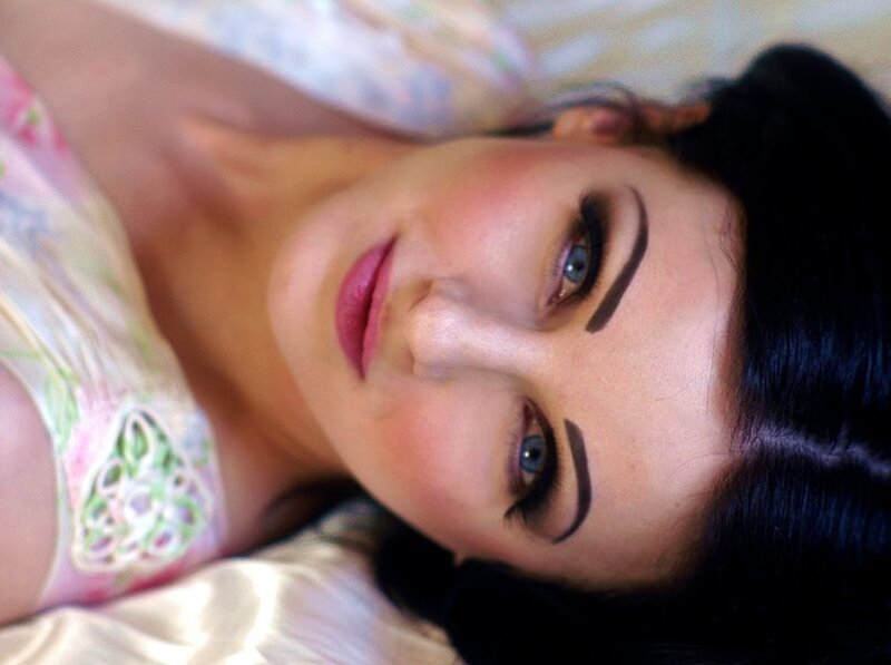 Woman with Dark Hair — Black, Calm, Photograph