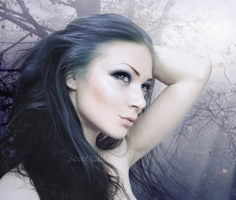 Woman with Dark Hair — Black, Dramatic, Autumn, Photograph