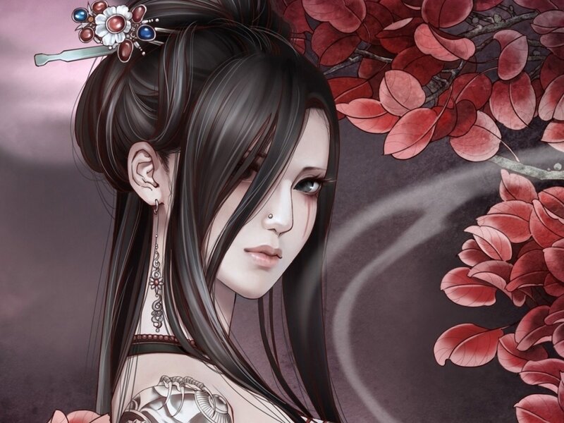 Woman with Dark Hair — Black, Dramatic, Autumn