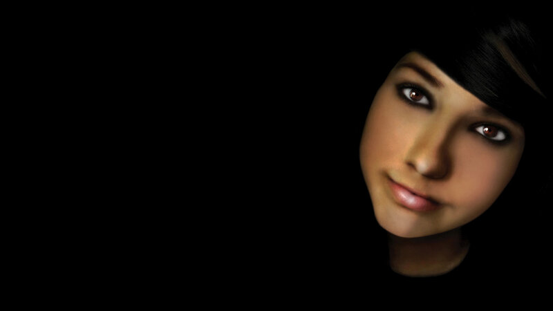 Woman with Dark Hair — Black, Dramatic, Digital Art, Eyes, Face