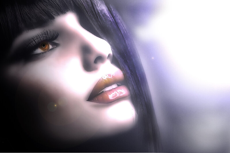 Woman with Dark Hair — Black, Dramatic, Digital Art, Eyes, Lips