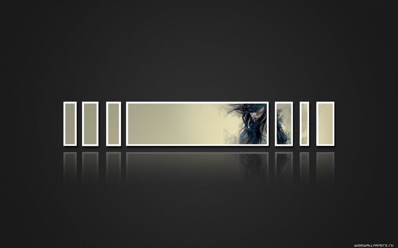 Woman with Dark Hair — Black, Dramatic, Digital Art, Reflection