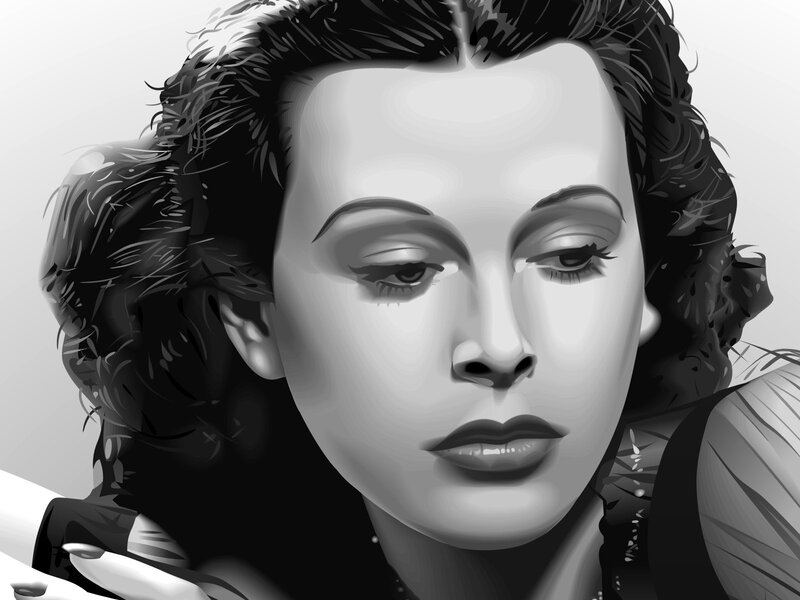 Woman with Dark Hair — Black, Dramatic, Digital Art, Shoulder, Ear