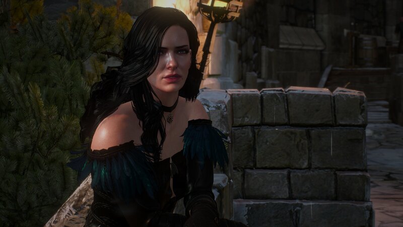 Woman with Dark Hair — Black, Dramatic, Night, 3d Render, Stone Wall