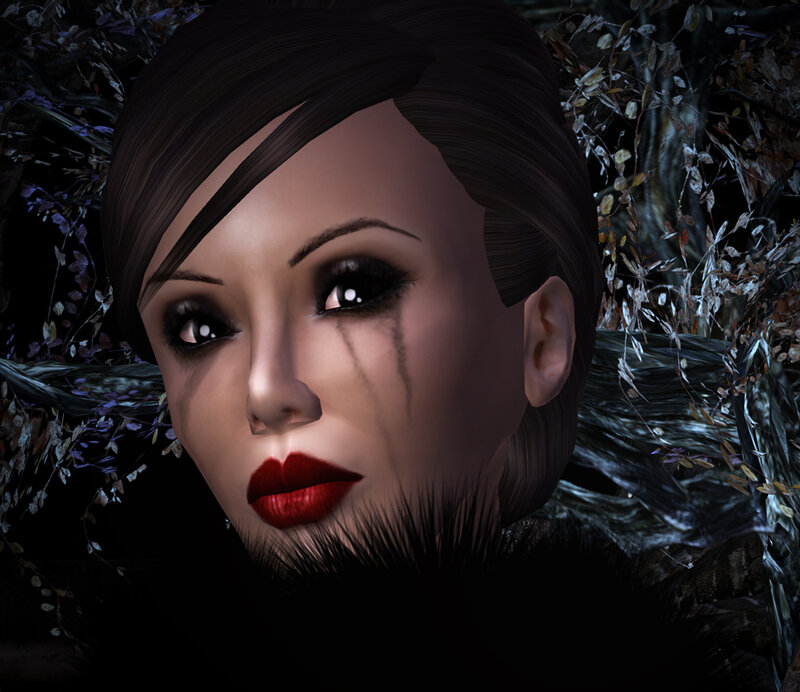 Woman with Dark Hair — Black, Dramatic, Night, 3d Render