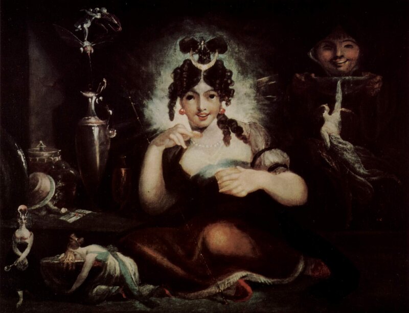 Woman with Dark Hair — Black, Dramatic, Painting, Vase