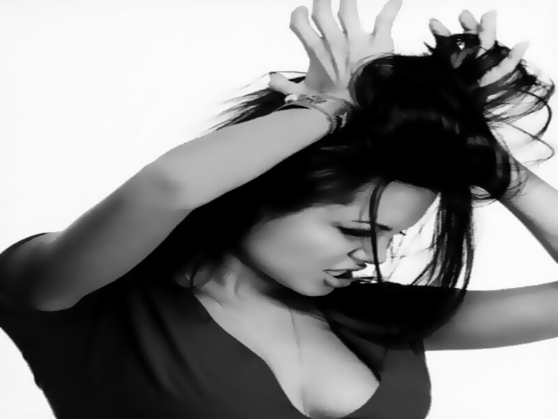 Woman with Dark Hair — Black, Dramatic, Photograph, Arms