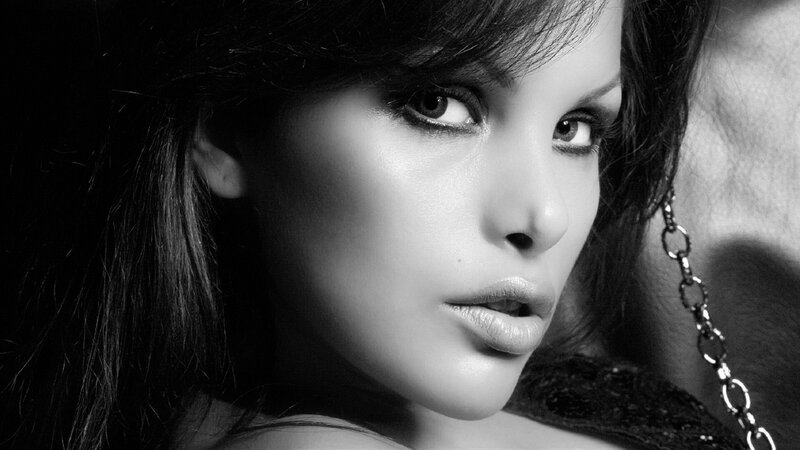 Woman with Dark Hair — Black, Dramatic, Photograph, Chain