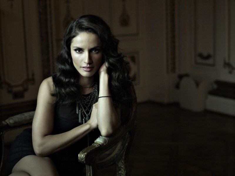 Woman with Dark Hair — Black, Dramatic, Photograph, Chair, Necklace, Dark Dress