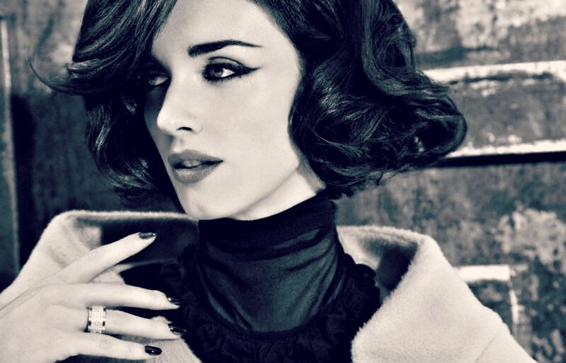Woman with Dark Hair — Black, Dramatic, Photograph, Coat, Turtleneck, Ring