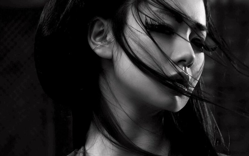 Woman with Dark Hair — Black, Dramatic, Photograph, Ear, Face
