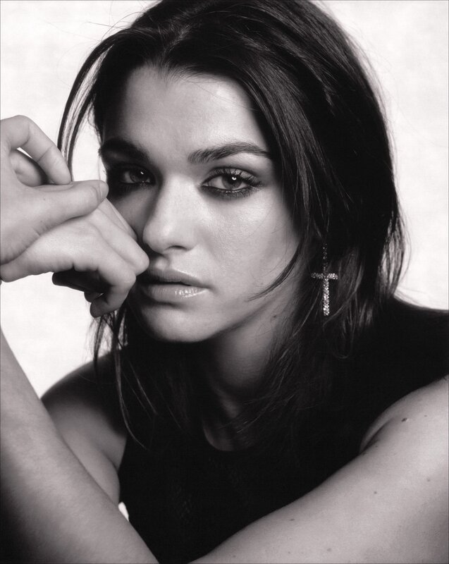 Woman with Dark Hair — Black, Dramatic, Photograph, Earring, Hand, White