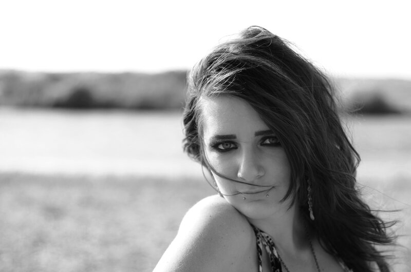 Woman with Dark Hair — Black, Dramatic, Photograph, Earring, Lip Piercing