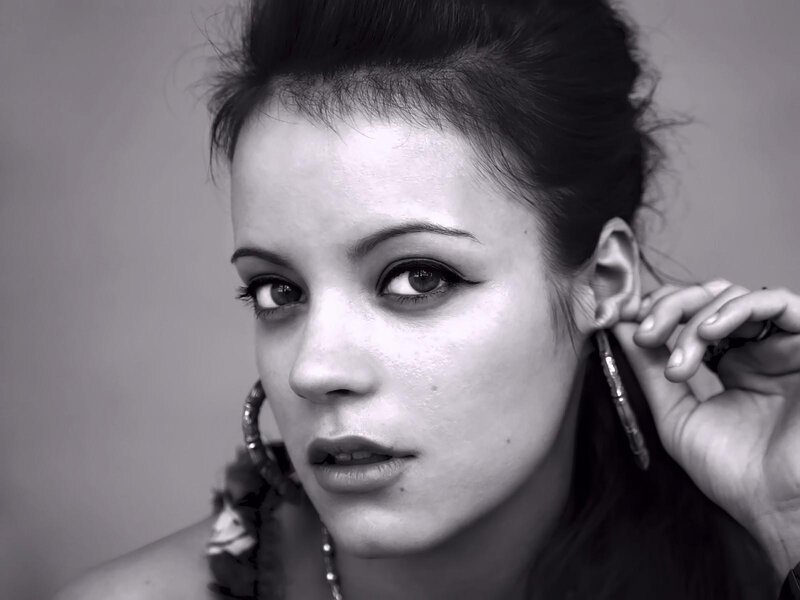 Woman with Dark Hair — Black, Dramatic, Photograph, Earring, Makeup, Hand