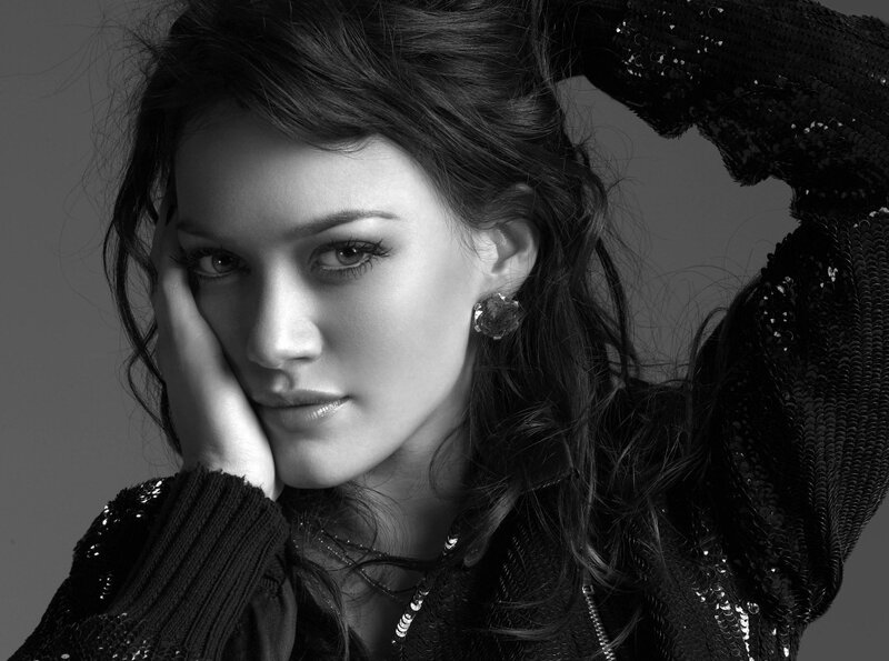 Woman with Dark Hair — Black, Dramatic, Photograph, Earring, Sequined Jacket