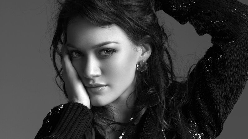 Woman with Dark Hair — Black, Dramatic, Photograph, Earring, Sequined Top