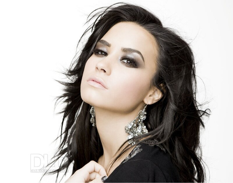 Woman with Dark Hair — Black, Dramatic, Photograph, Earrings, Makeup, Black Top, White