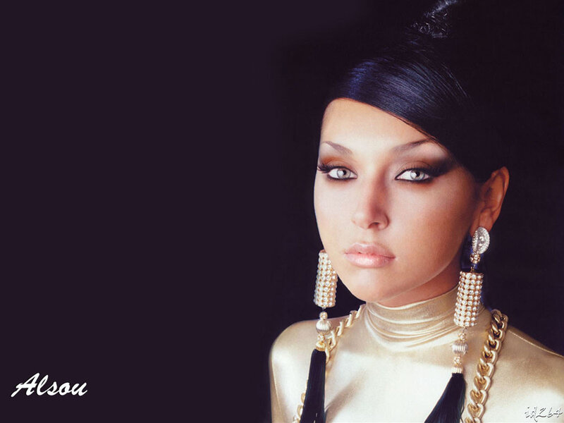 Woman with Dark Hair — Black, Dramatic, Photograph, Earrings
