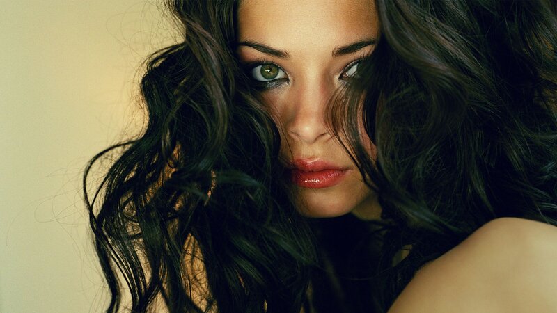 Woman with Dark Hair — Black, Dramatic, Photograph, Eyes, Shoulder