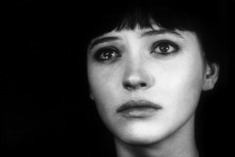 Woman with Dark Hair — Black, Dramatic, Photograph, Face, Eyes, Bangs, White