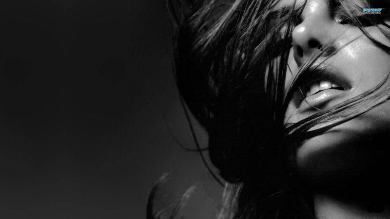 Woman with Dark Hair — Black, Dramatic, Photograph, Face, Mouth