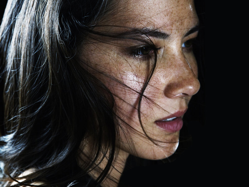 Woman with Dark Hair — Black, Dramatic, Photograph, Face, Profile