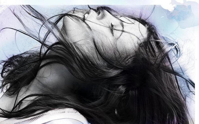 Woman with Dark Hair — Black, Dramatic, Photograph, Face, White Top