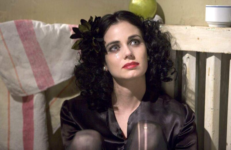 Woman with Dark Hair — Black, Dramatic, Photograph, Flower in Hair